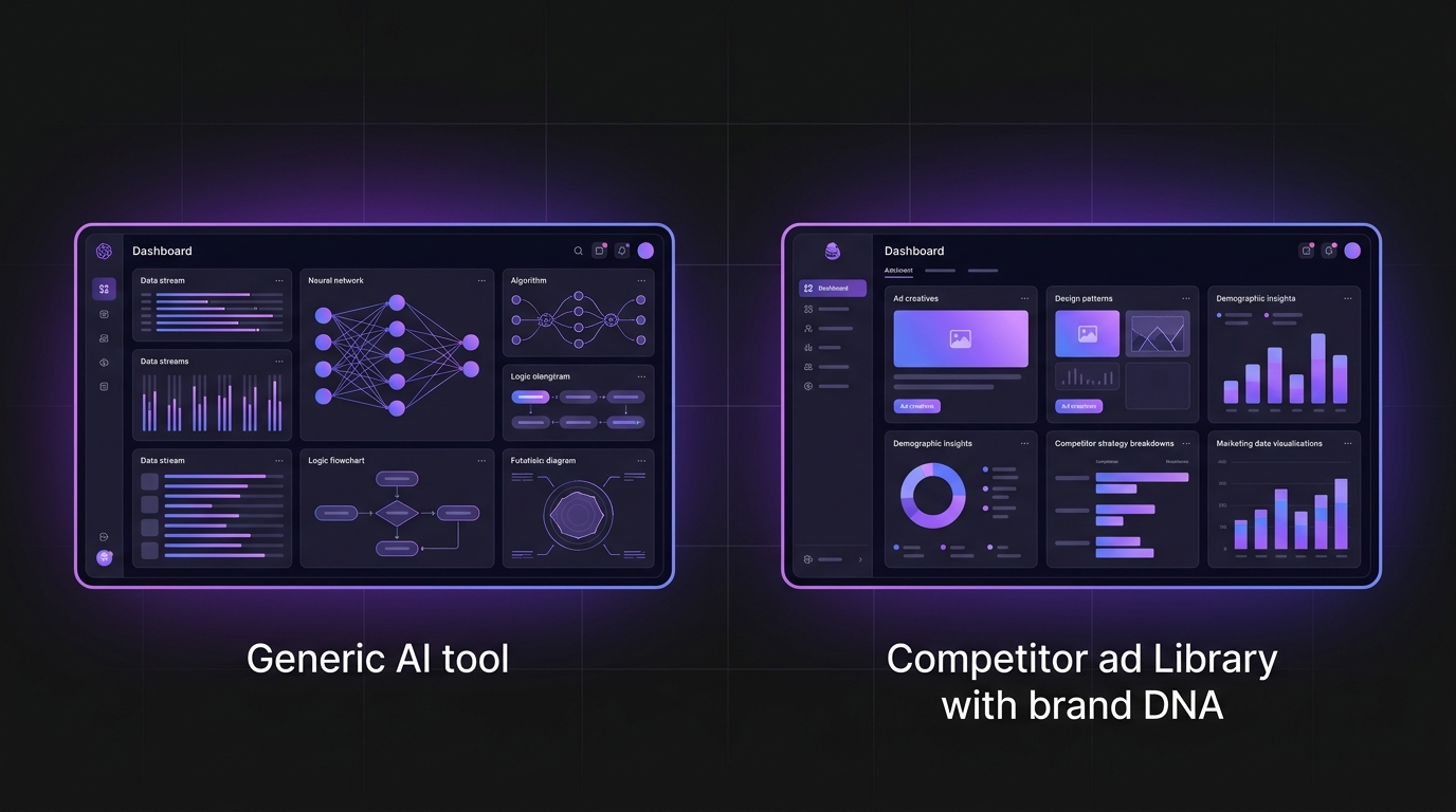 Adkumo vs AdCreative.ai comparison — competitor ad repository and brand remix engine