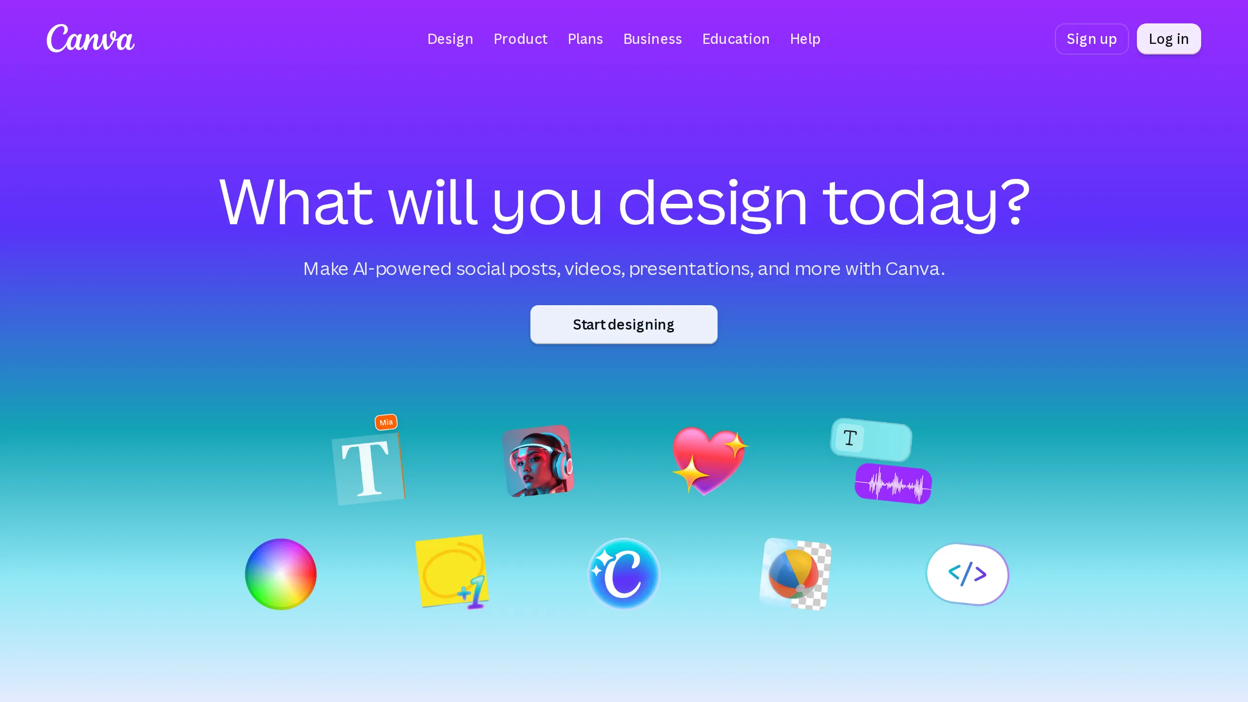 Canva homepage hero