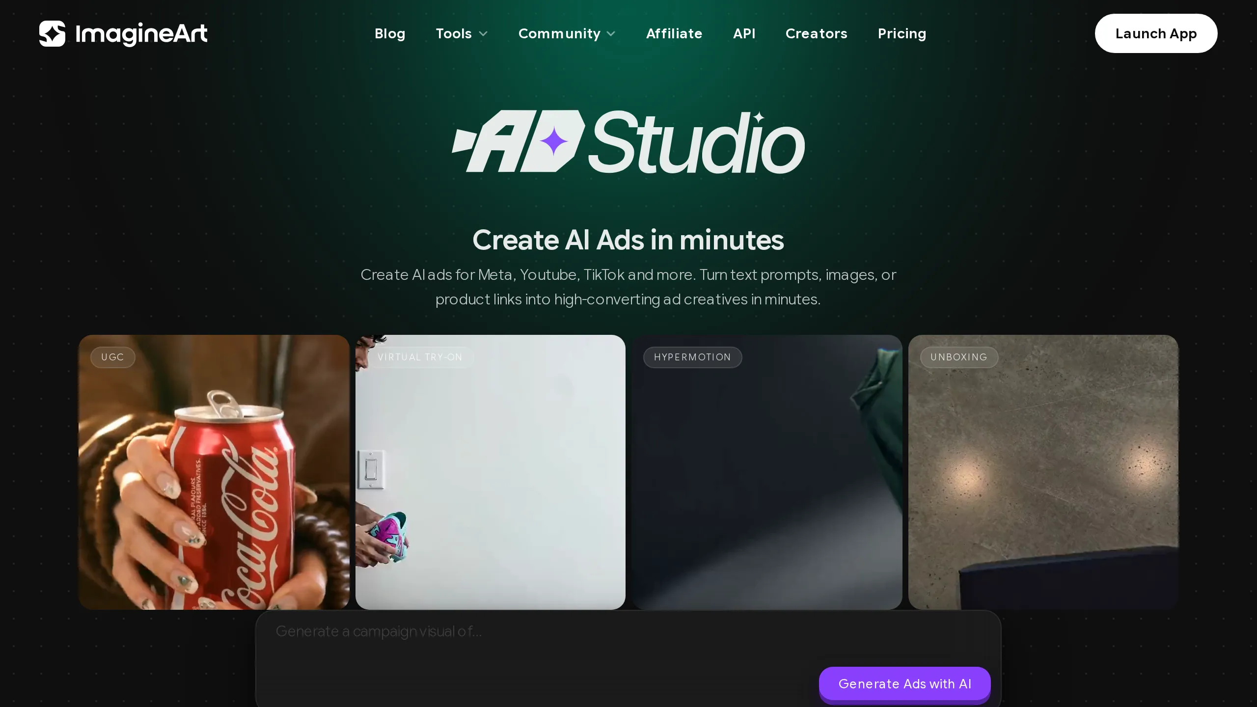 ImagineArt Ad Studio page hero
