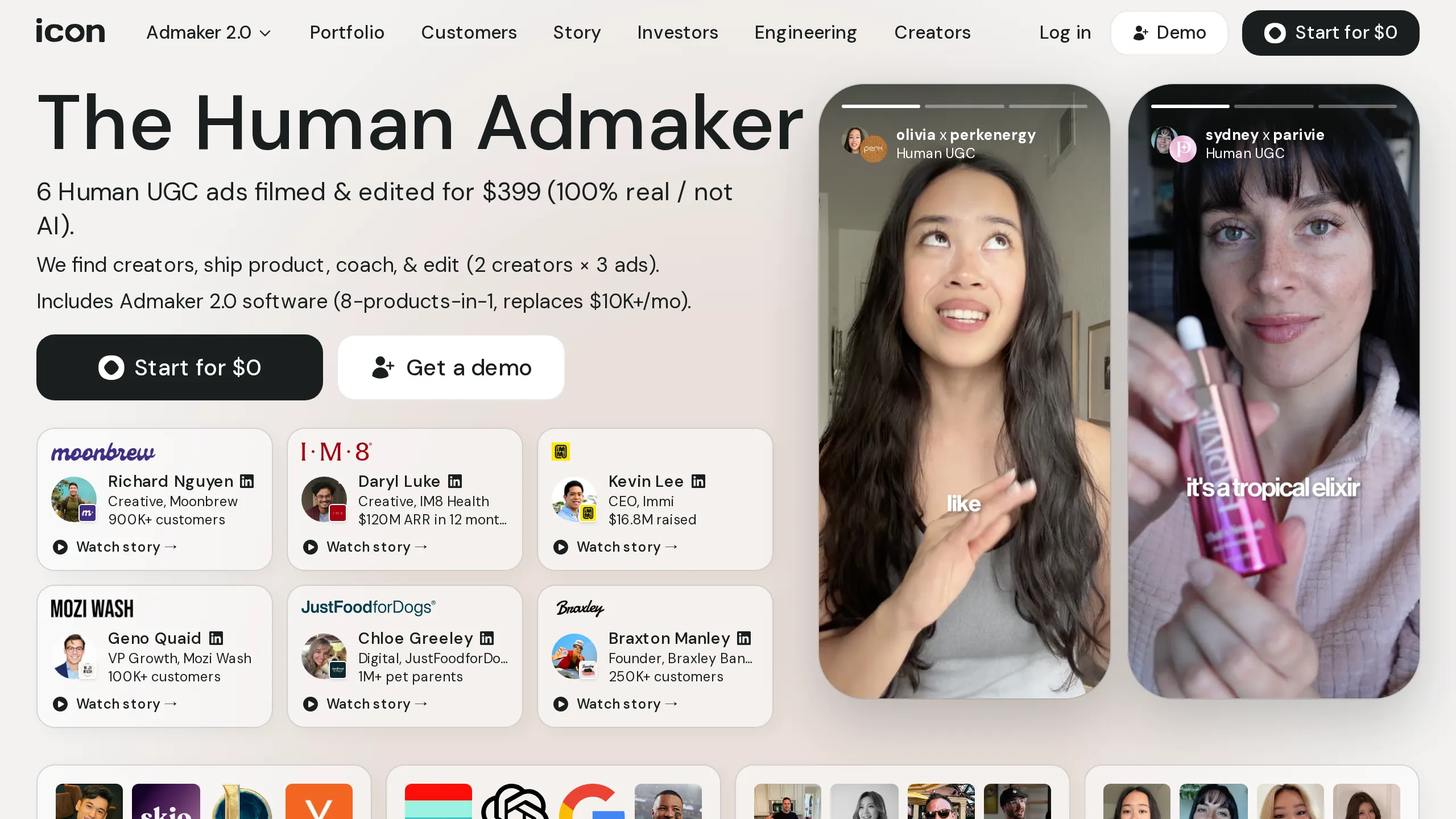 Icon homepage hero