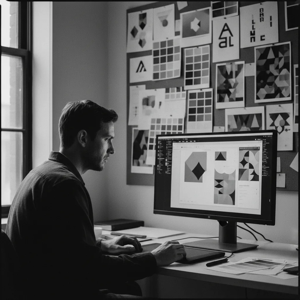 Brand designer reviewing style guidelines