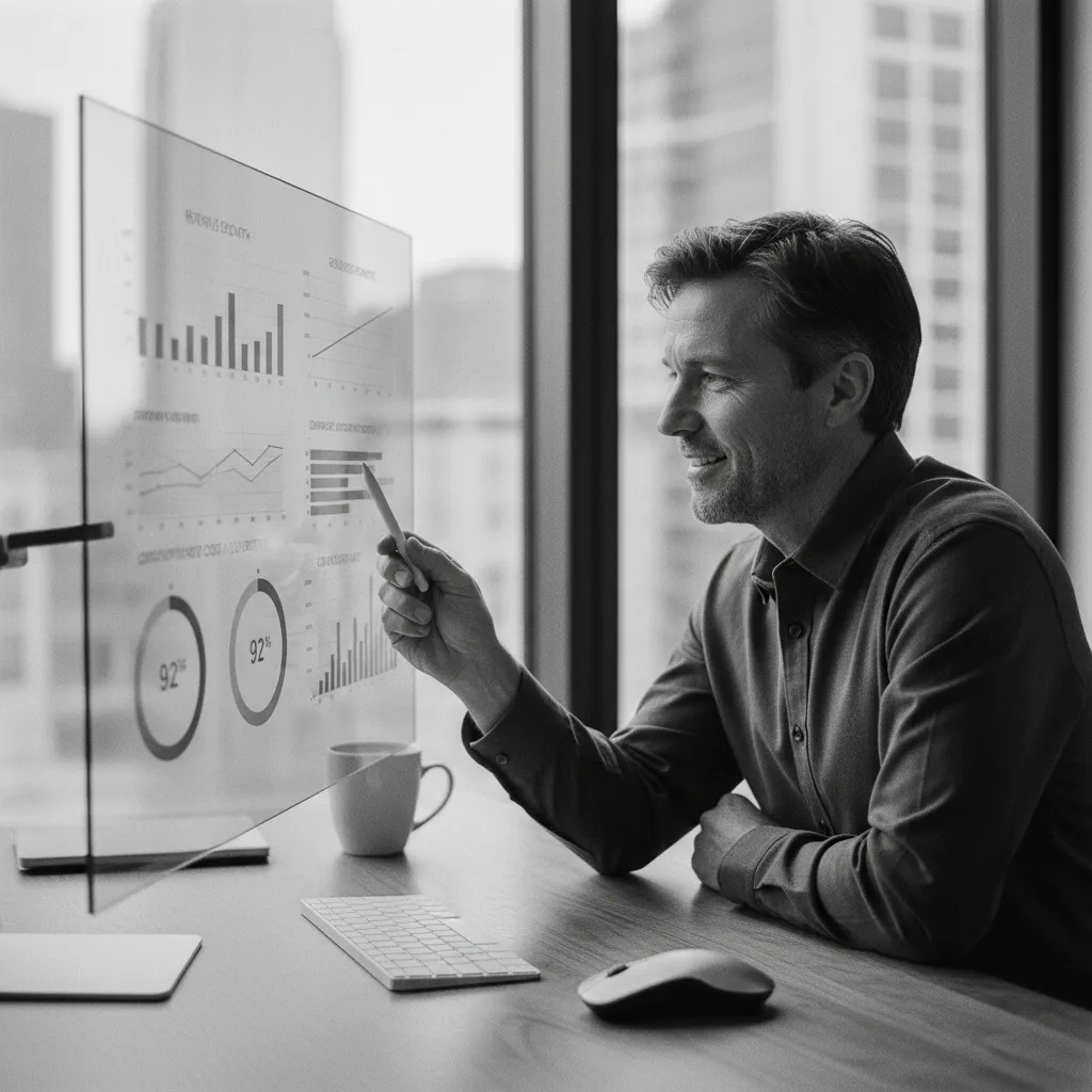 Professional analyzing marketing metrics