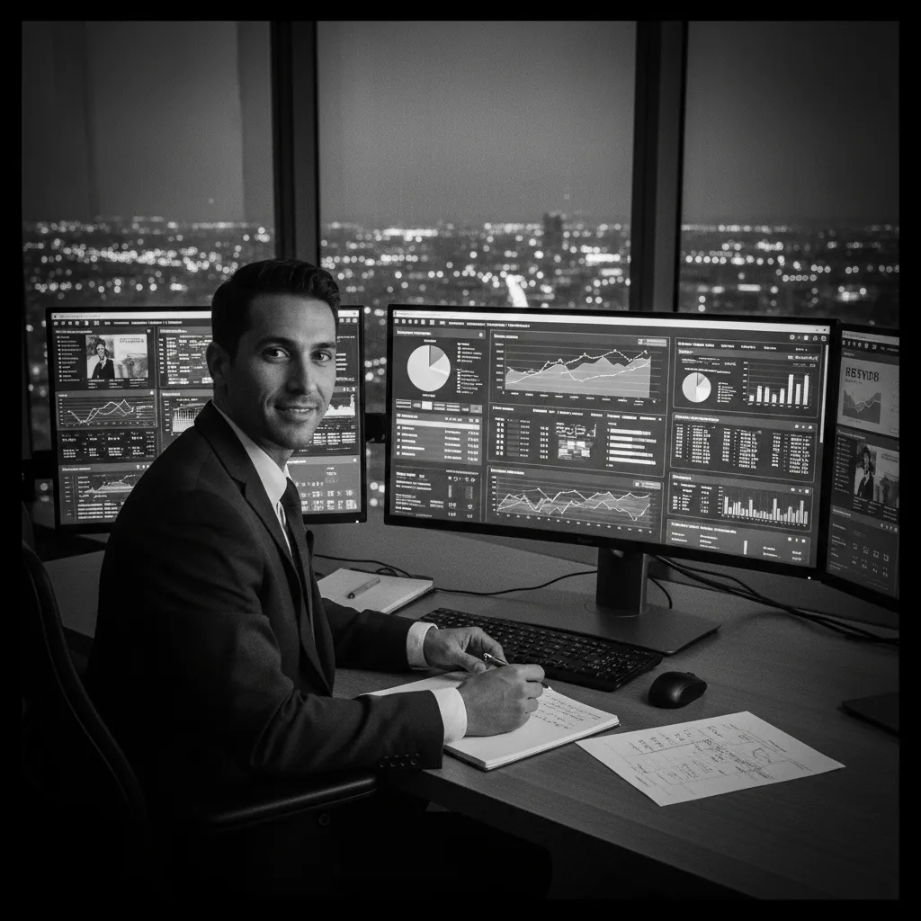 Ad campaign manager analyzing performance metrics