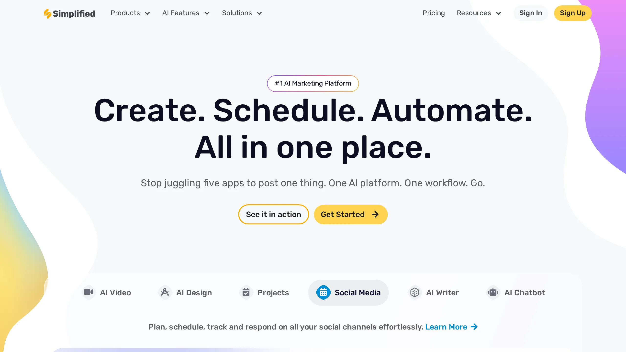 Simplified homepage hero