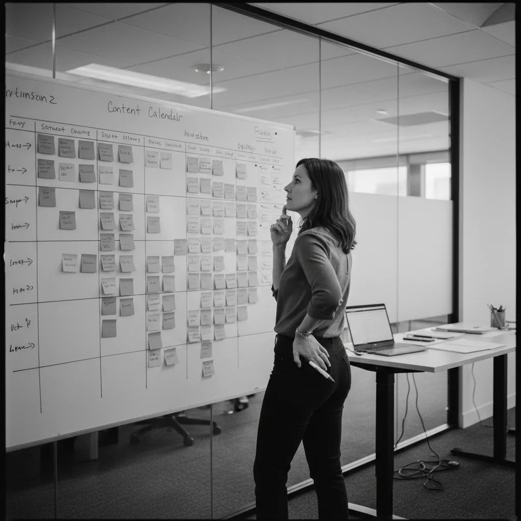 Growth marketer planning an ad campaign calendar