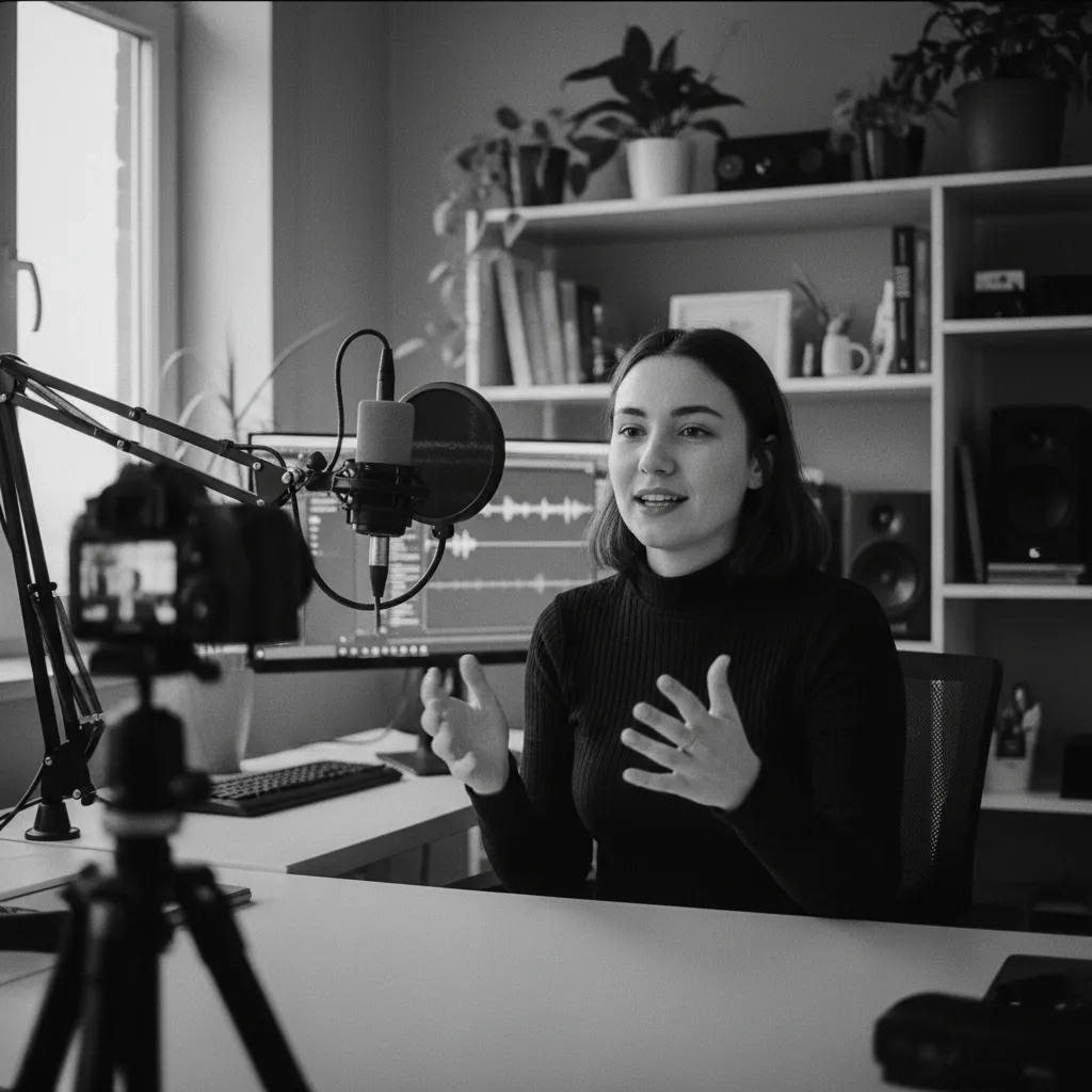 Creator filming content in home studio