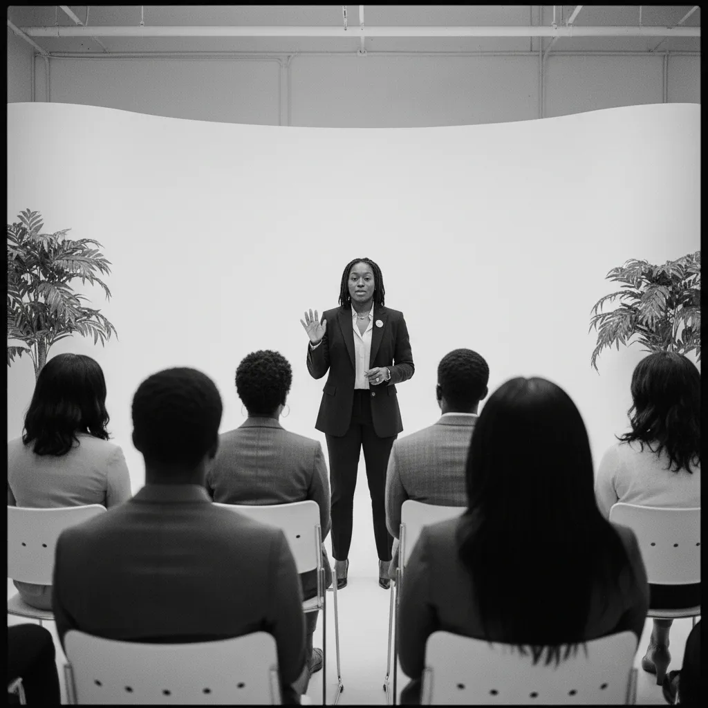 Coach delivering online workshop