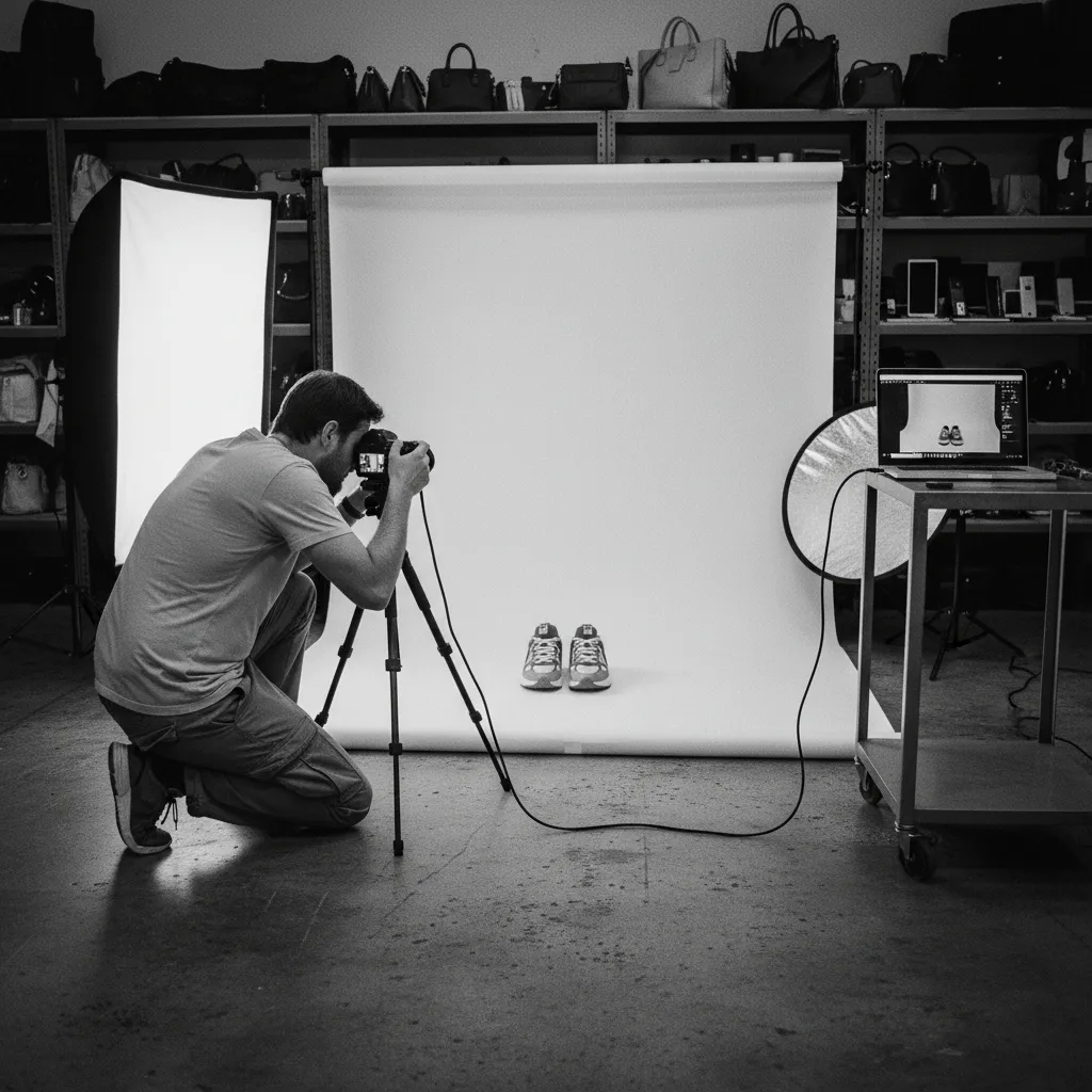 Product photography setup in studio