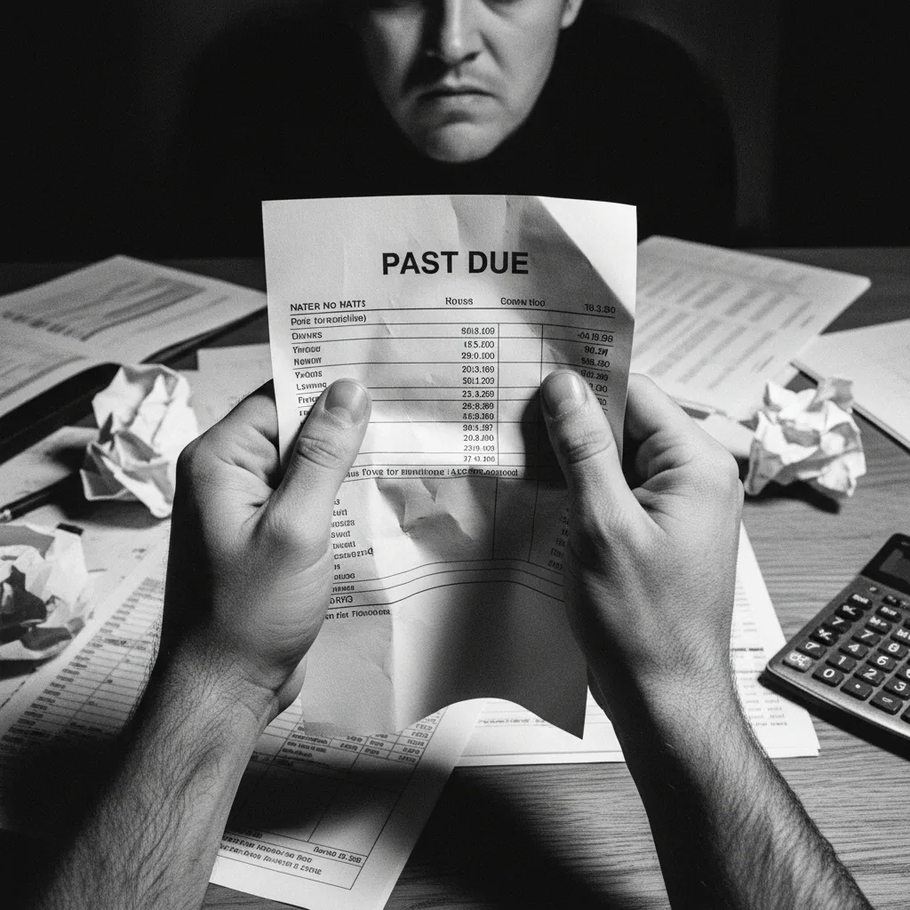 Hands holding invoice with concerned expression