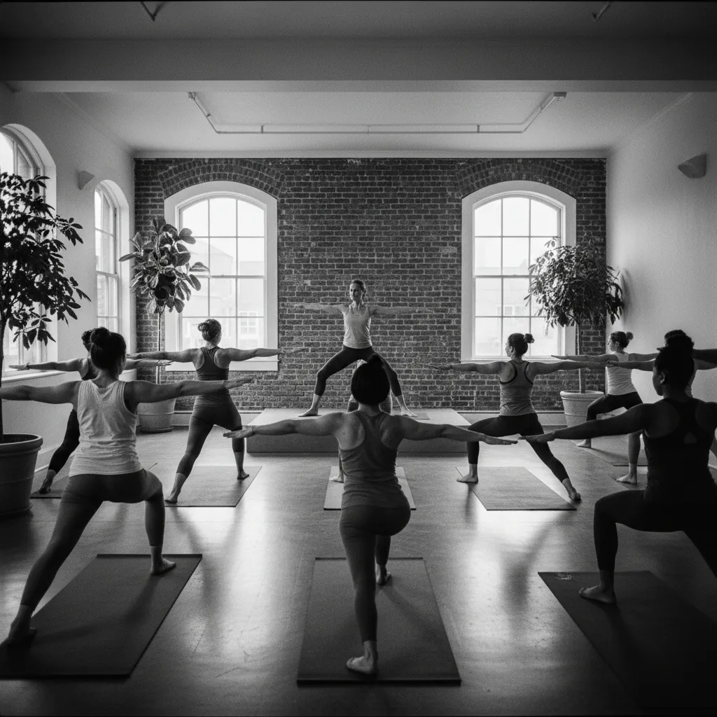 Group fitness class in action