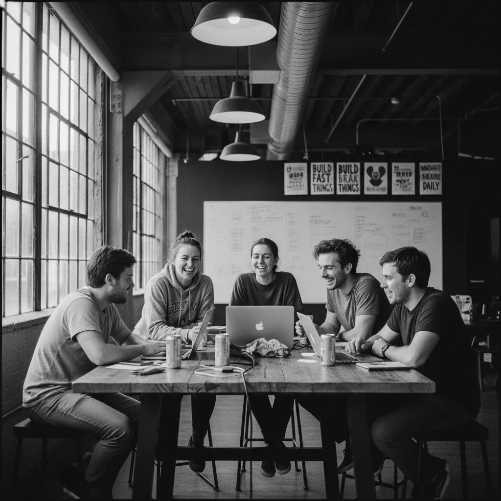 Energetic startup team in co-working space