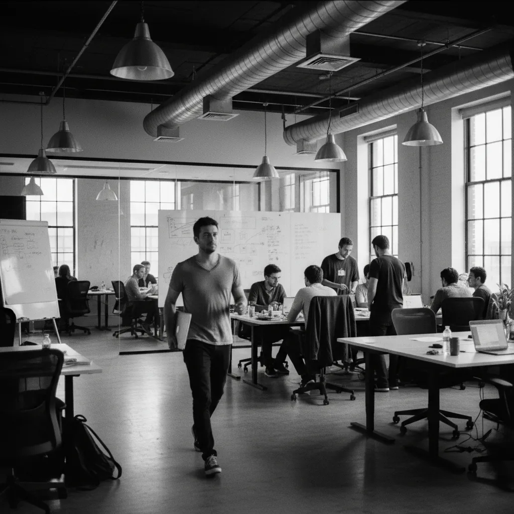 Bustling startup co-working space