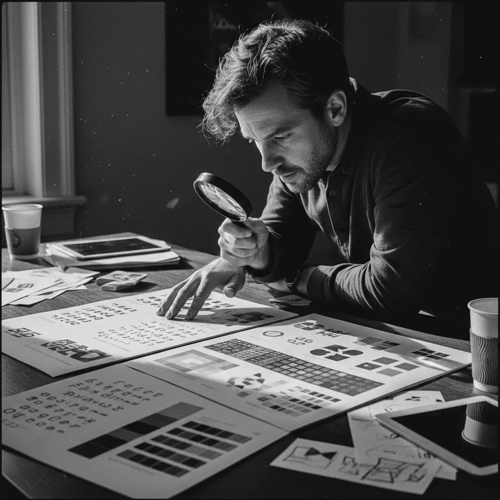 Designer comparing style guides side by side