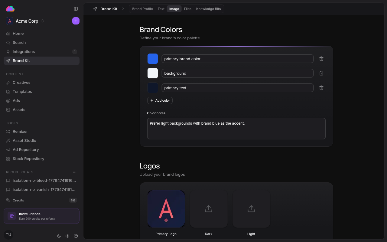 Brand Kit — Image tab