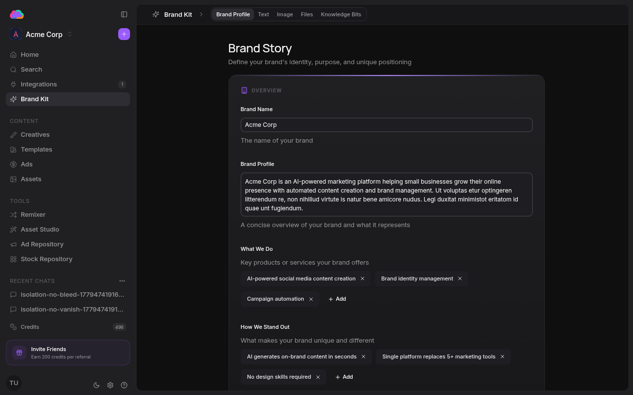 Brand Kit - Brand Profile tab
