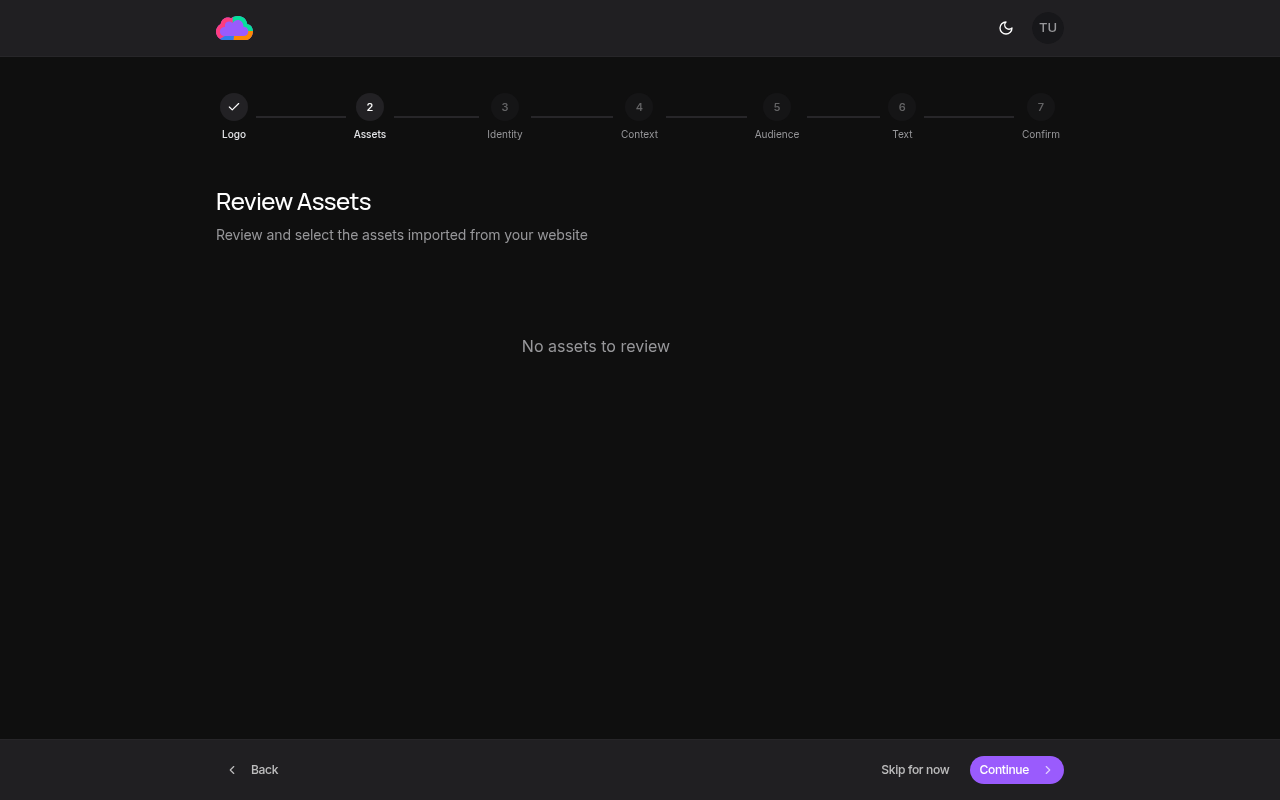 Assets review step