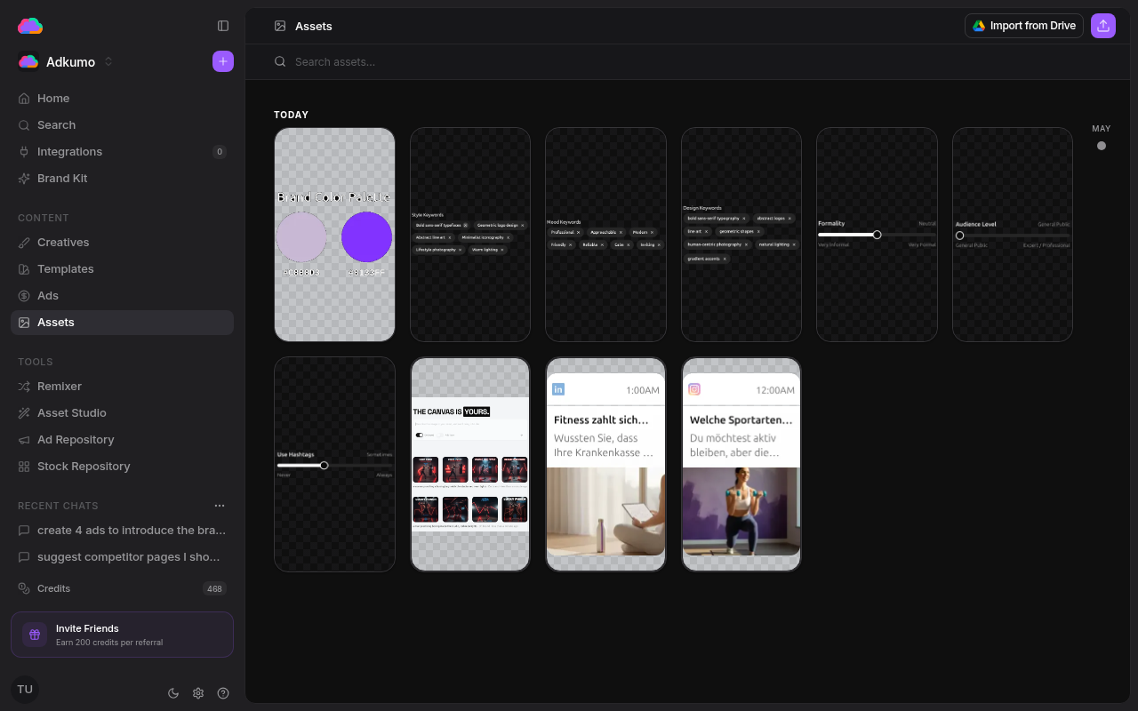 Assets grid view