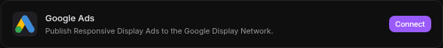 The Google Ads integration card