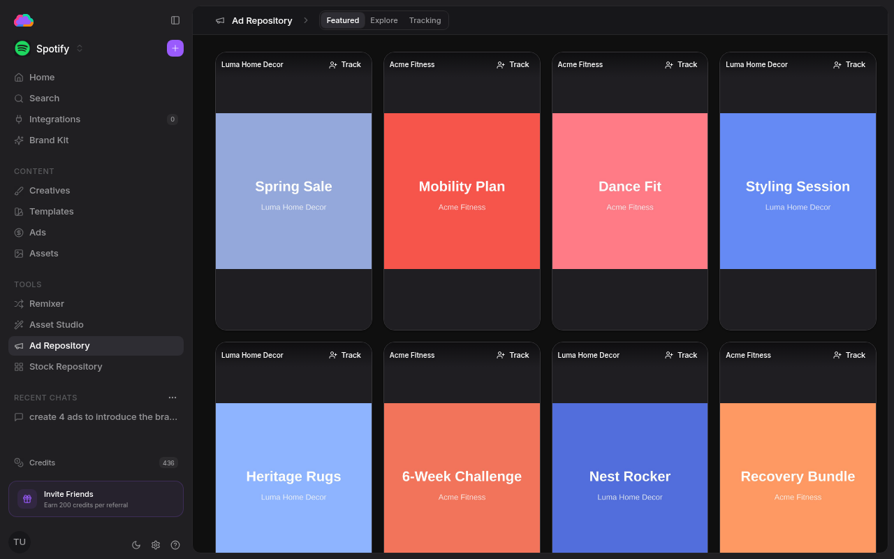 Ad Repository featured grid